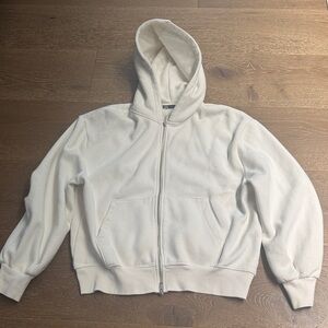 Zara Off-White Zip-Up Hoodie size M